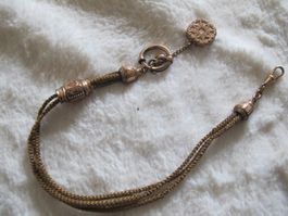 Taschenuhr Kette Selten Mit Haare und Gold Länge Ca.33 cm