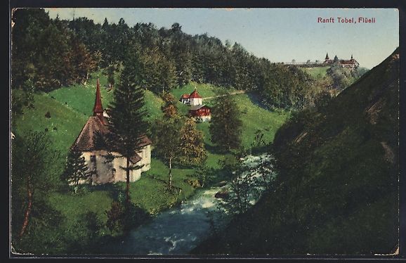 Cartes postales: Flüeli-Ranft, Tobel mit Kirche und Flus – D'occasion à Berlin par bartko-reher