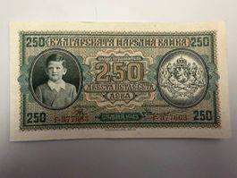 250 Lewa Banknote Bulgarien 1943 Zustand sehr gut