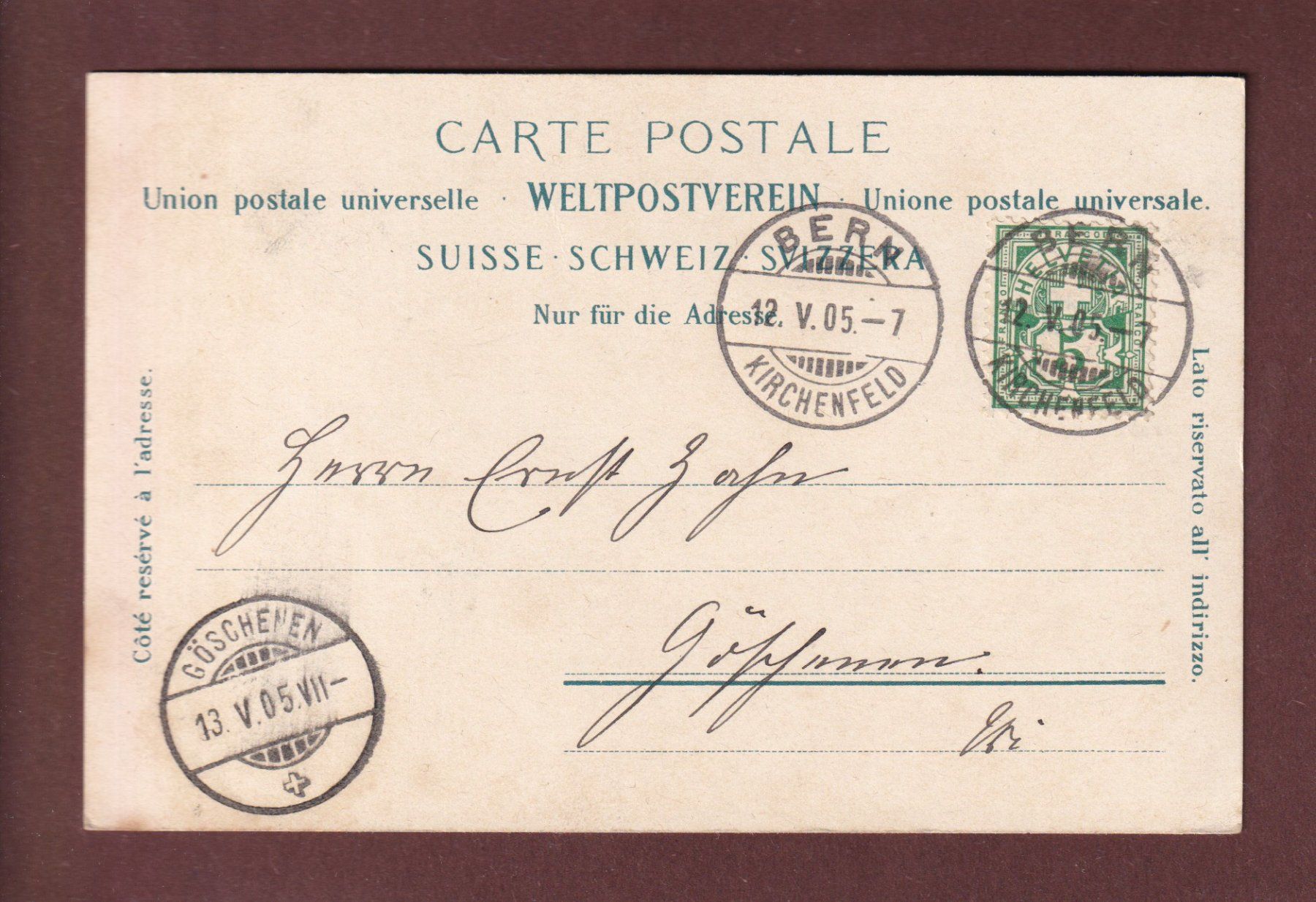 Cartoline postali: BERN - Bundespalast - 1905 – Usato da Pully venduto da nicecards-shop 1