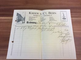 Antike Rechnung von Kaiser & Co.Bern Marktgasse