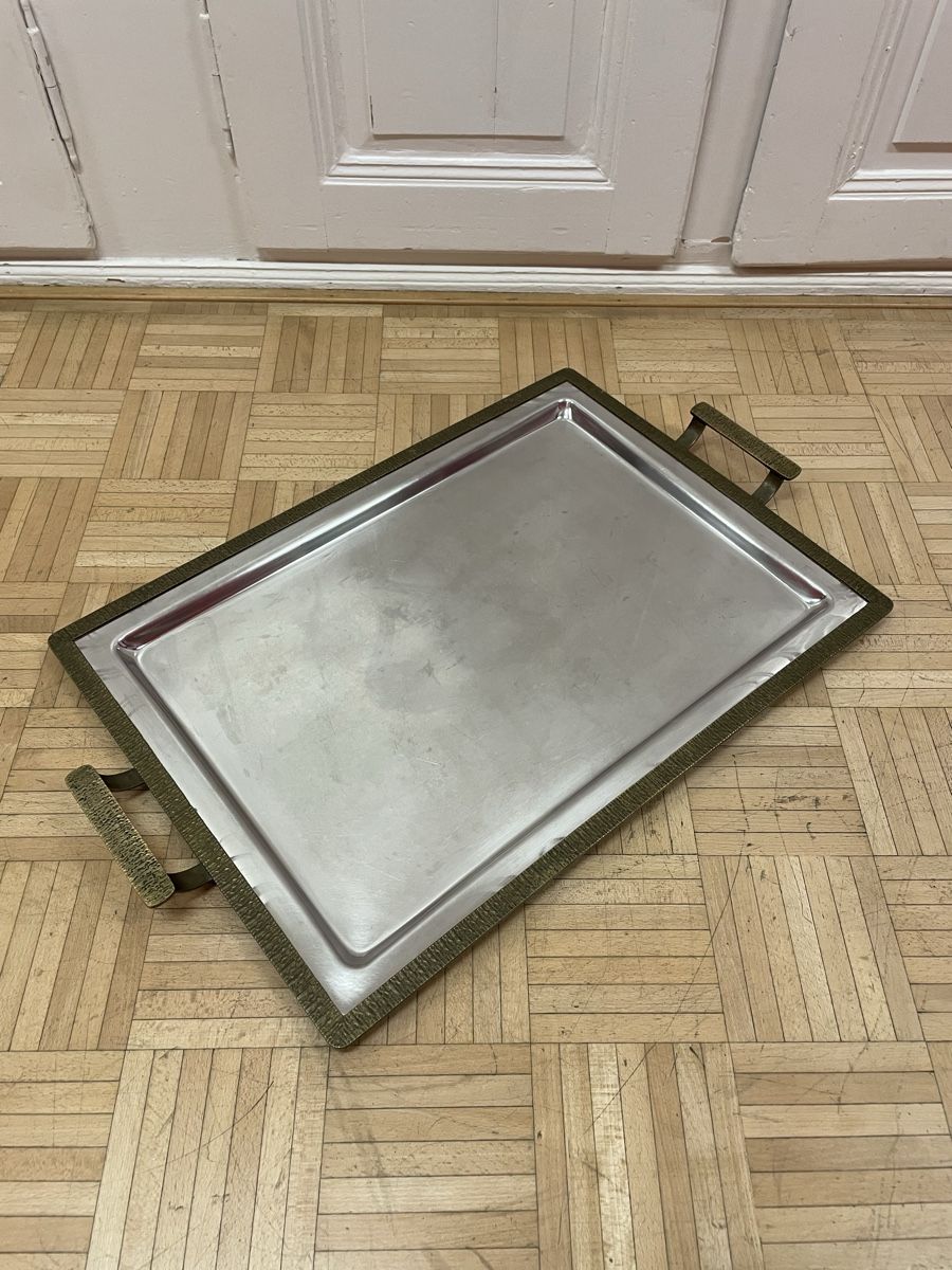 Servierplatten: Kolossales Bronze Serviertablett Brutalismus Tablett vintage – Gebraucht aus Zürich von Vintagewiesel 1