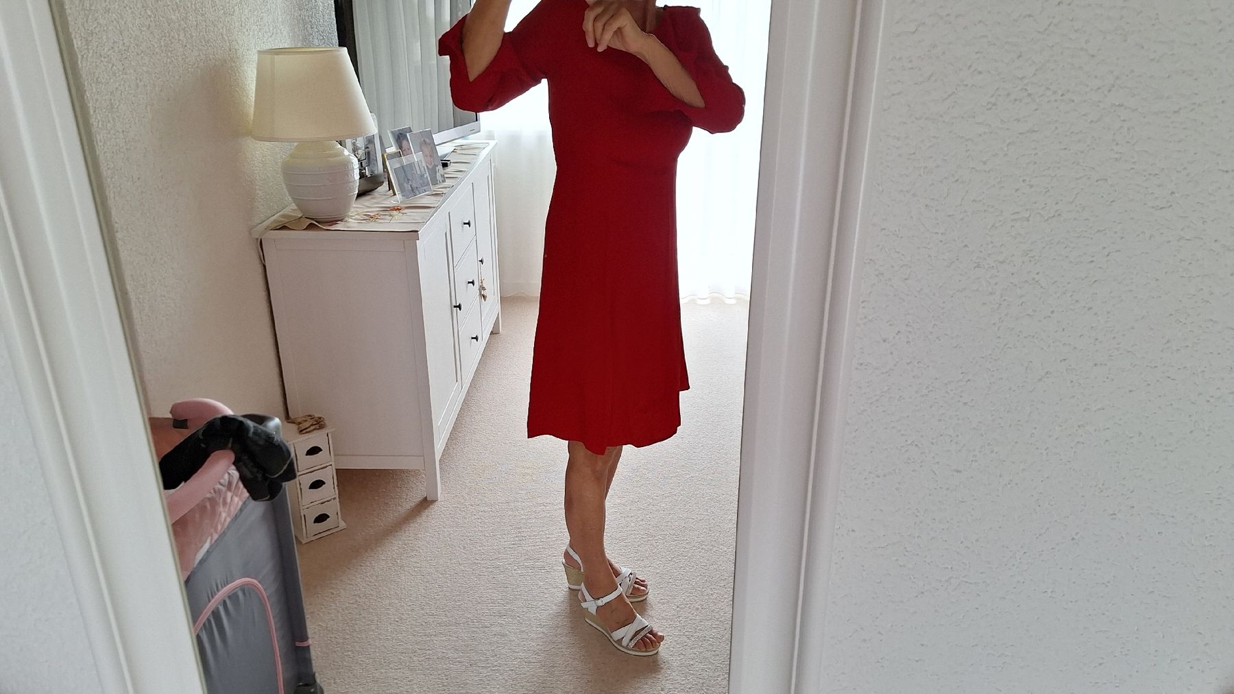 Vestiti: Hallhuber Kleid, Gr. 36, rot – Usato da werdenberg venduto da Nsmilles 1