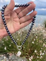 Baroque & Black Pearl Necklace - Sterling Silver
