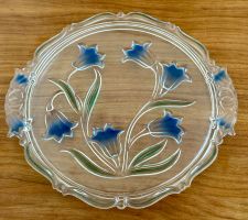 Teller Platte Tortenteller Glas mit Blumenmotiv (⌀ 31 cm)