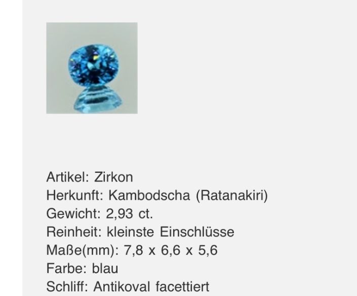 Pietre preziose: Wunderschöner blauer Zirkon / 2.93 Karat – Usato da Wetzikon ZH venduto da Nicitarasco 2