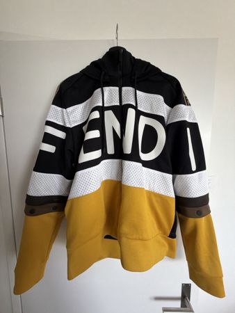 FENDI Hoodie Jacke M Logo Zip Colorblock Designer Original