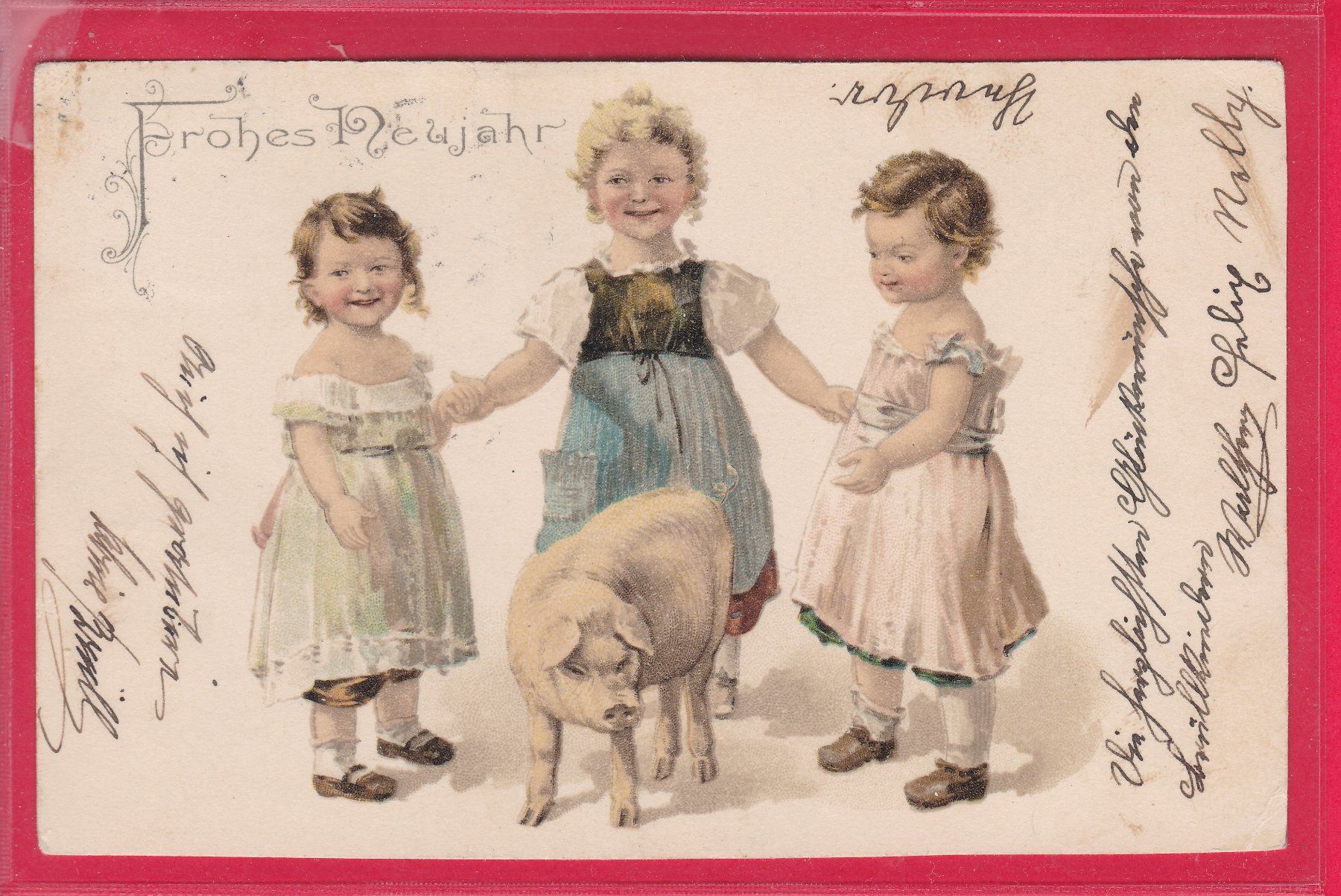 Cartoline postali: FROHES NEUJAHR, 30.12.1904 – Usato da Oberrieden venduto da Gebirgsstelze