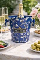 Dekorierter blauer Champagnerkübel von Pommery, perfekt für
