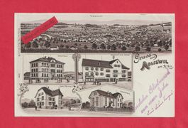 Gruss aus Adliswil am Albis (ZH) 5-Bild SW-Litho Bez. Horgen