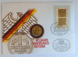 Numisbrief 40 Jahre Waehrungsreform mit 1 DM ab 1 Fr. !!