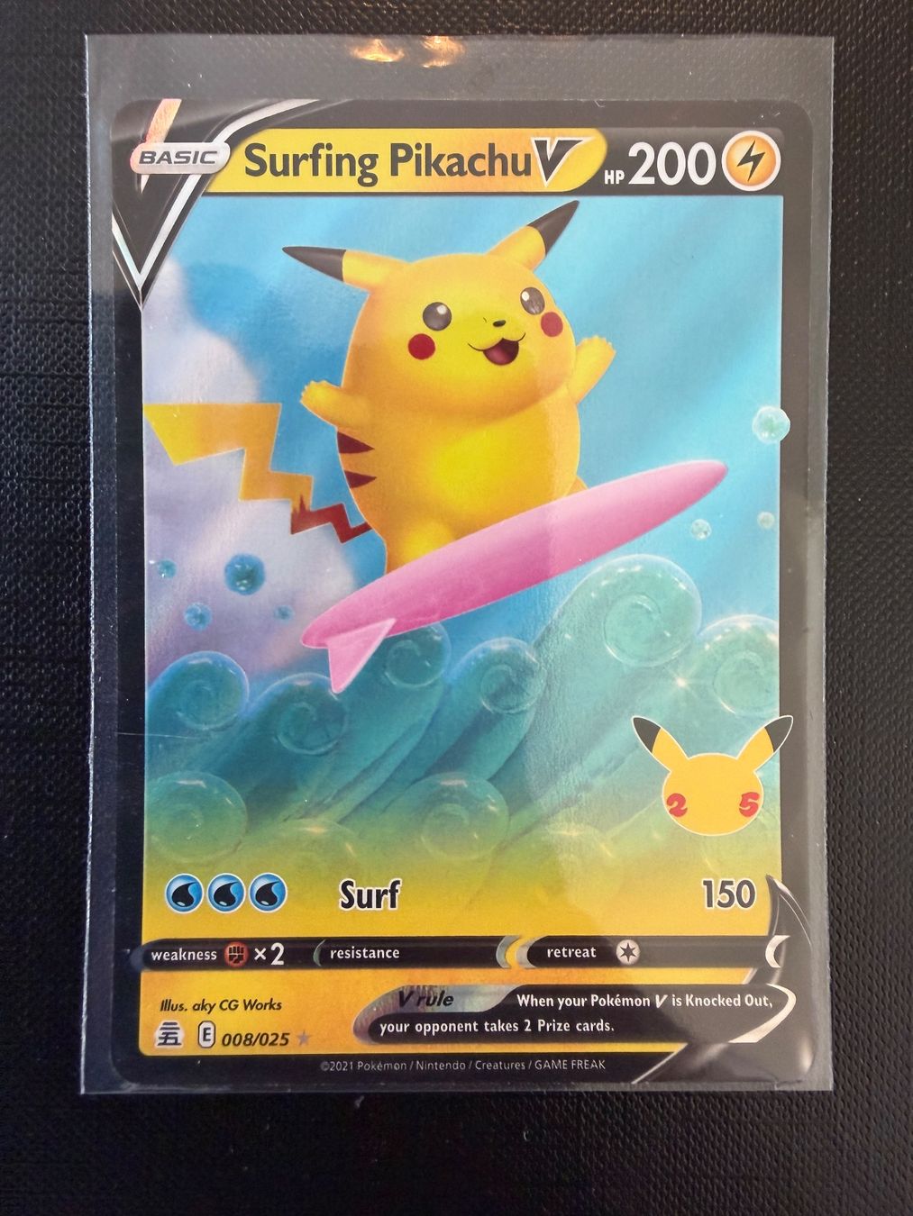 Pokémon Sammelbilder & Trading cards: Surfing Pikachu V #008 CELEBRATION EN – Neu (gemäss Beschreibung) aus Savigny von Matgab94