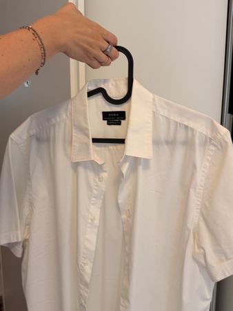 Herren Kurzarmhemd ZARA Grösse XL Superslim Fit weiss