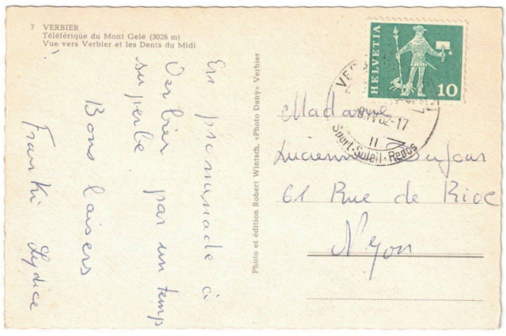 Cartoline postali: Verbier - Luftseilbahn Mont Gelé – Usato da Binningen venduto da Mountainrider 1