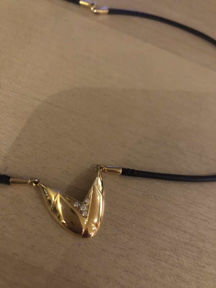 Catenine: Collier 80er Jahre Gold/Leder – Usato da Burgdorf venduto da elatria 1