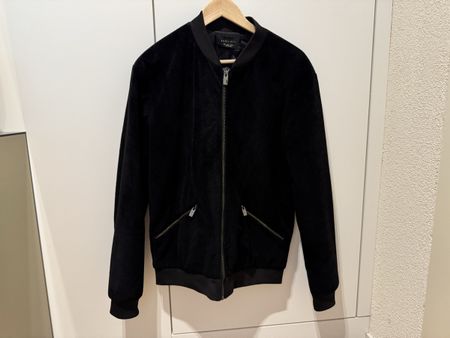 Zara Man Samtlook Jacke, schwarz, Grösse L
