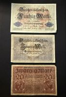 3 Reichsbanknoten, Kaiserreich, 1. WK, Deutsches Reich