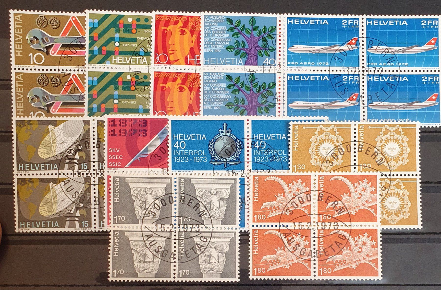 Alle Briefmarken: 1972-1973 4er Blocks – Gebraucht aus Balgach von SIMEON27