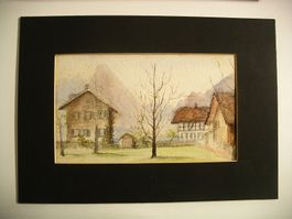 4 kleine antike Aquarelle aus dem Berner Oberland um 1920