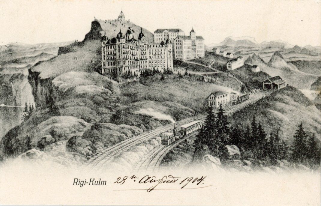 Ansichtskarten: Rigi - Kulm   SZ   mit Dampfeisen-Bahn     ca. 1900 – Gebraucht aus Brig von Valcards54
