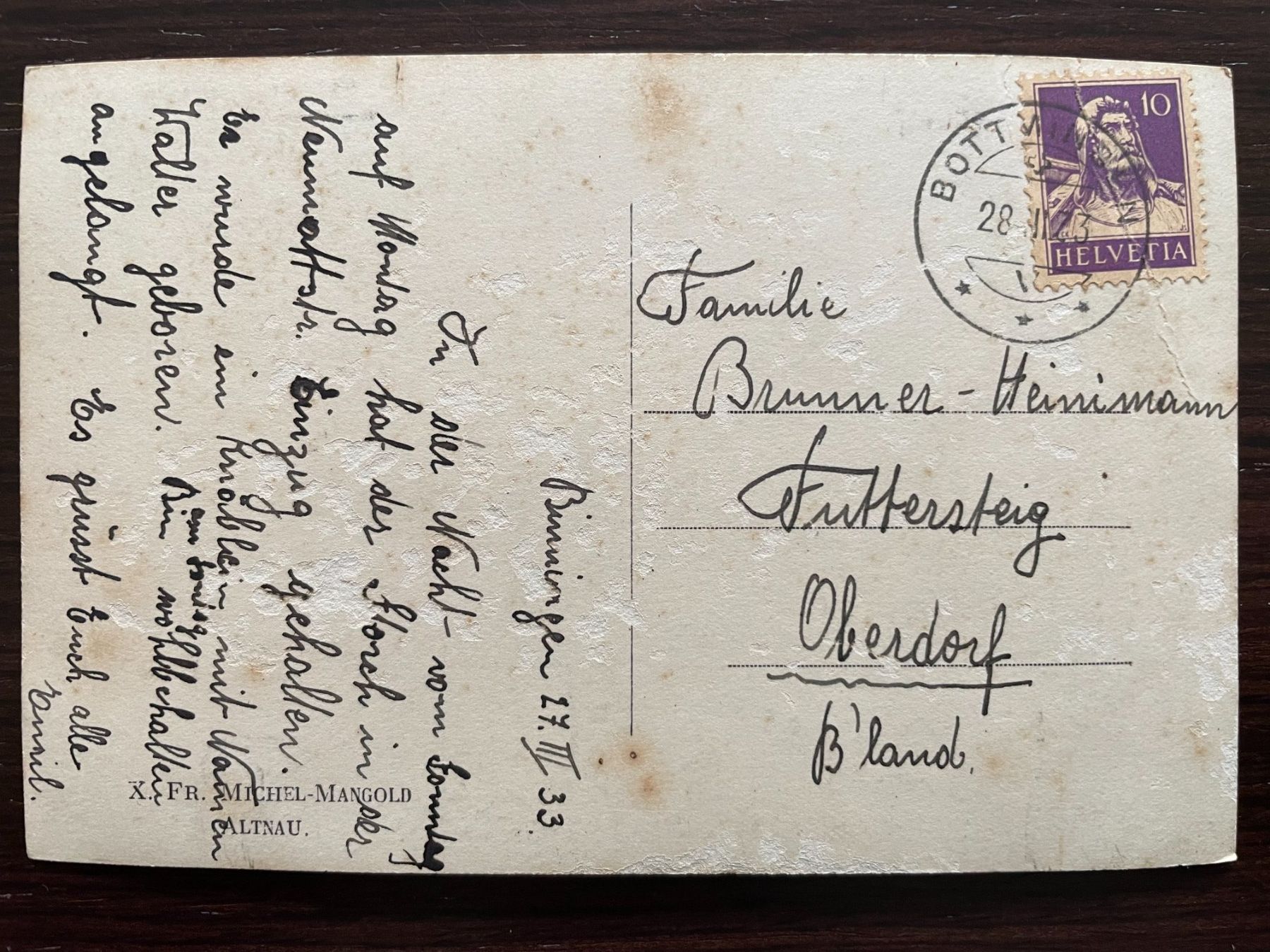 Cartoline postali: ALTNAU Partie am Bodensee, 1933 – Usato da Wald ZH venduto da TLILEF 1