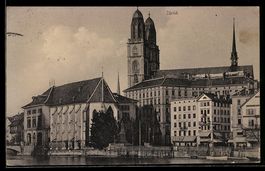 AK Zürich, Ortsansicht mit Kirche