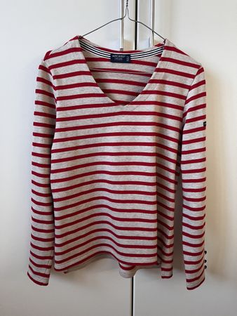 Saint James Langarmshirt rot/beige gestreift Gr. S