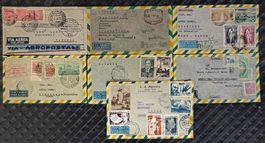 Ab 1931 sieben Luftpostbriefe verschieden 1x Zeppelin ab 1.-