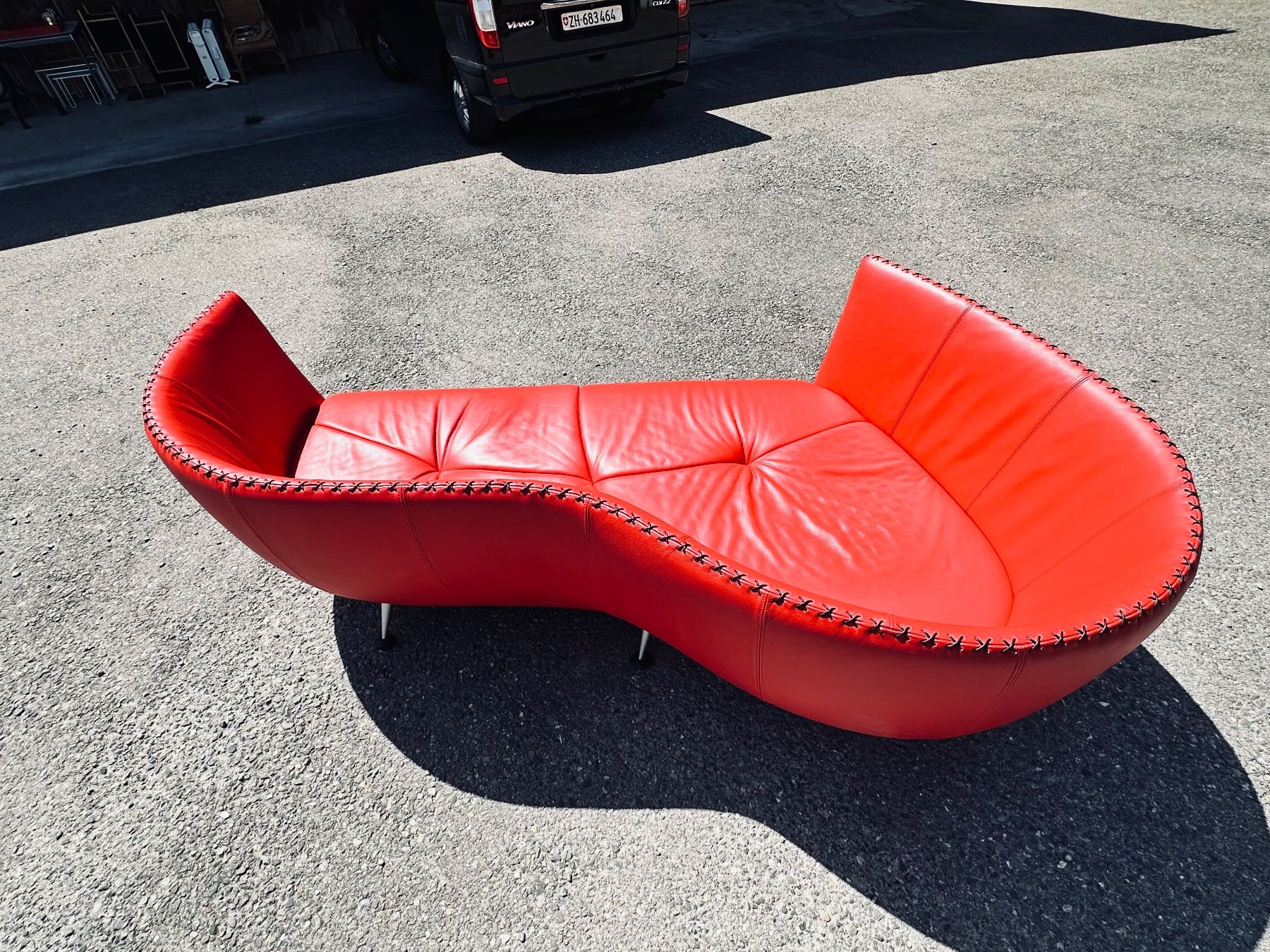 De Sede Sofas: Sofa De Sede DS102 Shell rot Leder Mathias Hoffmann – Gebraucht aus Otelfingen von Yossi-68 4