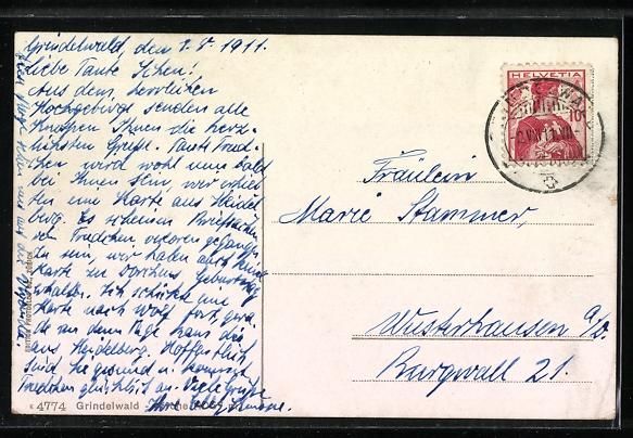 Cartes postales: Grindelwald, Teilansicht mit Kirche und  – D'occasion à Berlin par bartko-reher 1