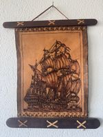 Handgefertigtes Lederbild Segelschiff – Echtleder, tätowiert