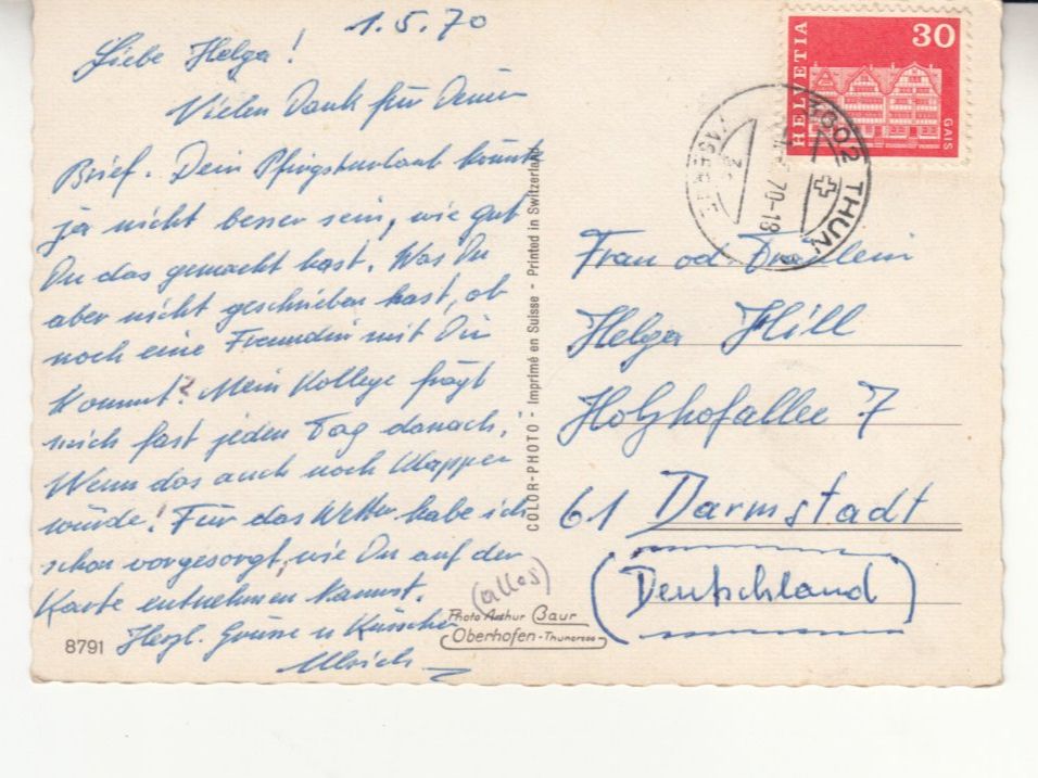 Ansichtskarten: Thun 1970 – Gebraucht aus Bürglen TG von StampGraf 1