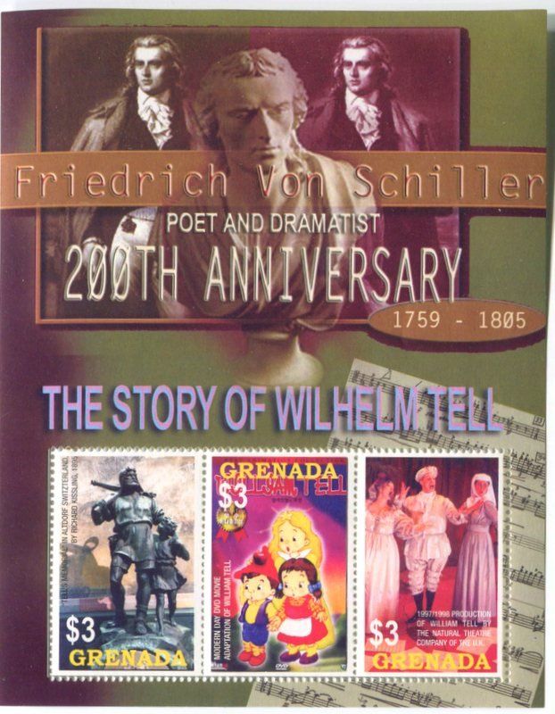 Tutti i francobolli: Block "Wilhelm Tell. Friedrich von Schiller". Grenada – Nuovo e nell'imballaggio originale da Basel venduto da Butsch5