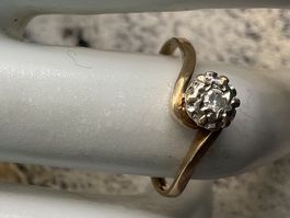 Vintage 9ct Goldring mit Diamant