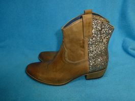 COWBOY STIEFEL  GLITZER EINSATZ GR 42 LEDER ECHTLEDER 1812