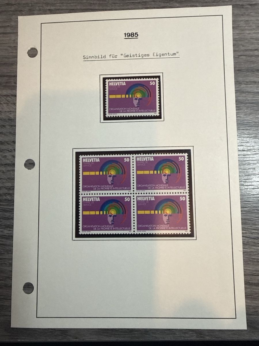 Tutti i francobolli: Helvetia Briefmarken 1985, Sinnbild Geistiges Eigentum – Nuovo (secondo la descrizione) da Tafers venduto da Re.Ts
