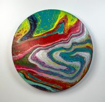 Acryl-Flüssigmalerei, kreisförmig