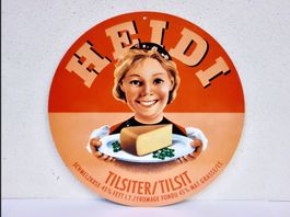 ALTES REKLAME BLECHSCHILD HEIDI KÄSE SCHMELZKÄSE TILSITER