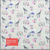*Sale* Organic Baumwolljersey Print Savanna Tiere Hellmint
