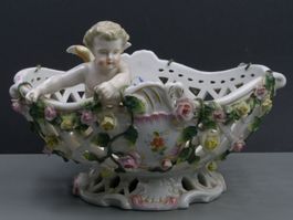 Porzellan Durchbruchschale Sitzendorf um 1900 mit Putten