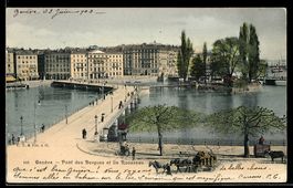 AK Genève, Pont des Bergues et Île Rousseau