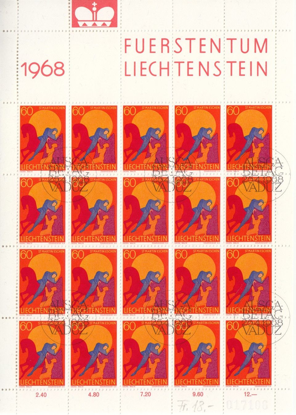 Tutti i francobolli: LBK 422 - 430 Bogen mit ET – Usato da Bürglen TG venduto da StampGraf 5