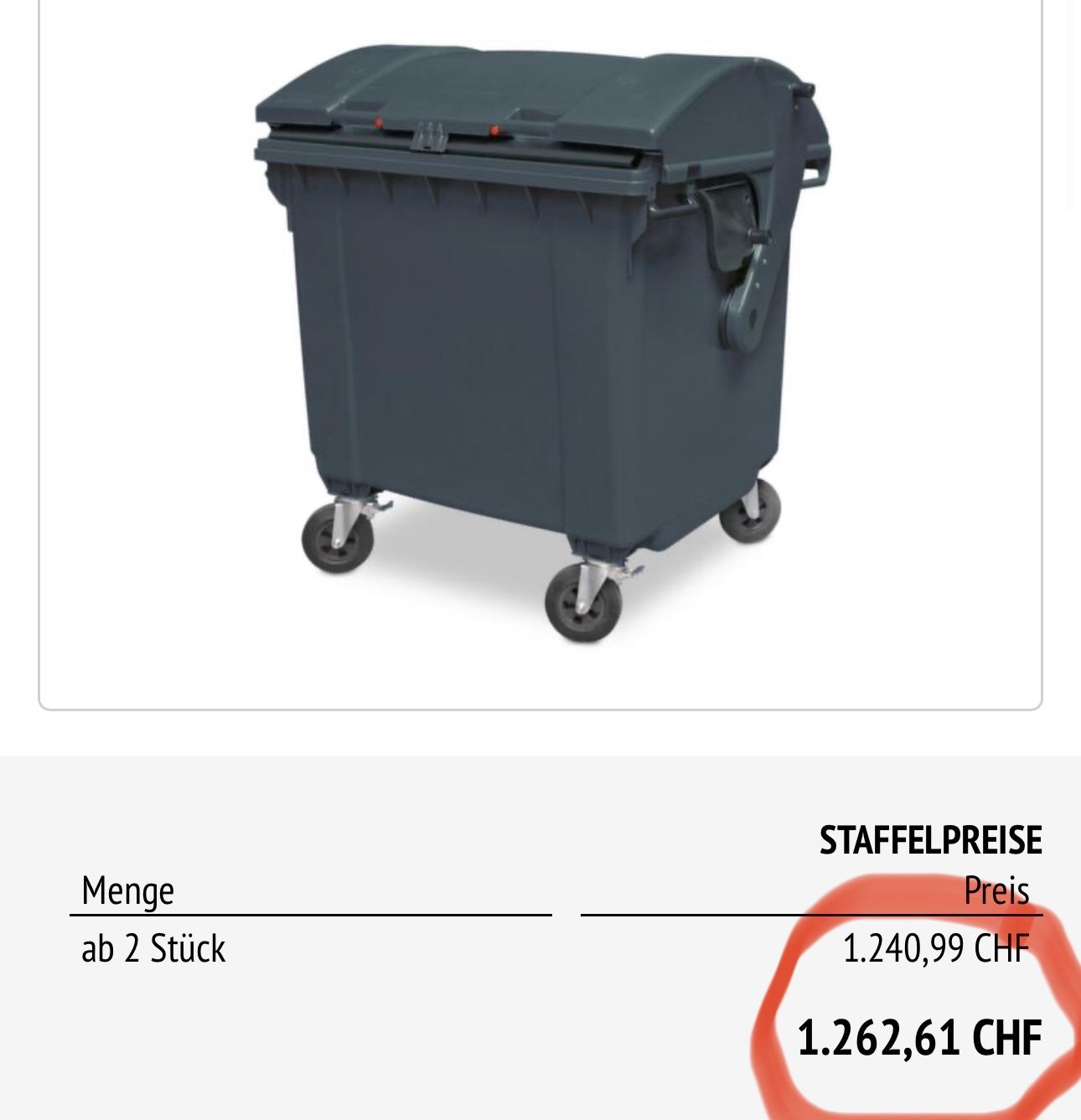 Altro per Ufficio & Commercio: neuer Müllcontainer mit Schiebedeckel, 1100 l, statt 1262.- – Nuovo (secondo la descrizione) da Necker venduto da liq24 1