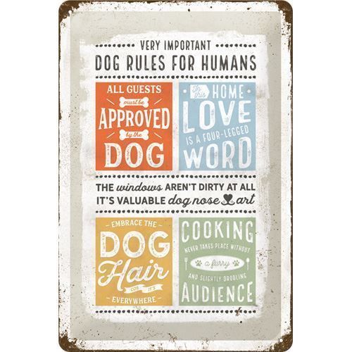 Insegne: Blechschild 3D-DOG RULES FOR HUMANS – Nuovo e nell'imballaggio originale da Rupperswil venduto da big-one-sale