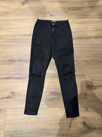 Schwarze Destroyed Jeans, Missguided, Grösse 40/S