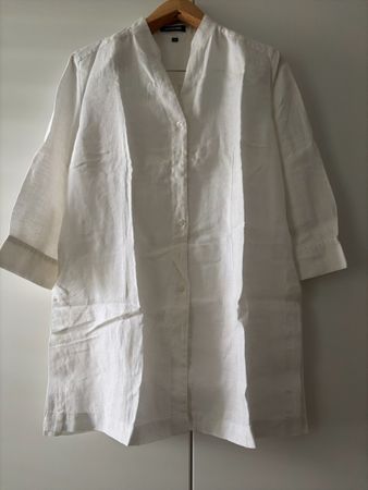 Leinenbluse Cassani weiss lang Grösse 40 sehr gut