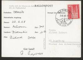 1968 Ballon Schweiz Mürren Disentis Sedrun Luftpost