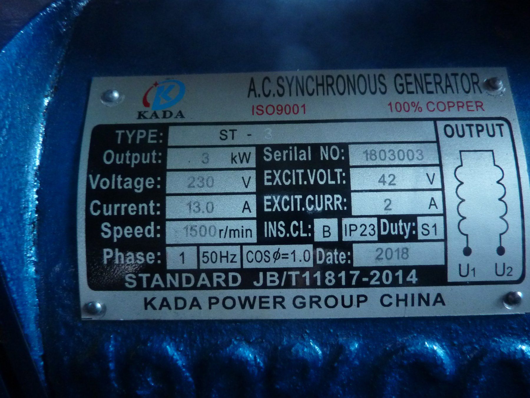 Generatori di corrente: KADA AC.Synchrongenerator 3kW – Usato da Altstätten SG venduto da Toscana1 1