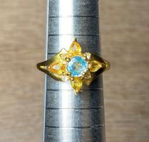 Blauer Zirkon + Saphir Ring 💎✨ 925 Silber vergoldet S90