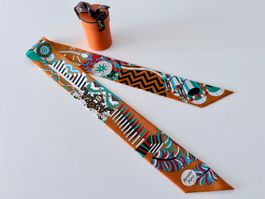 Twilly HERMES-Paris "De l‘Ombrelle aux Duels”, 100%soie +box